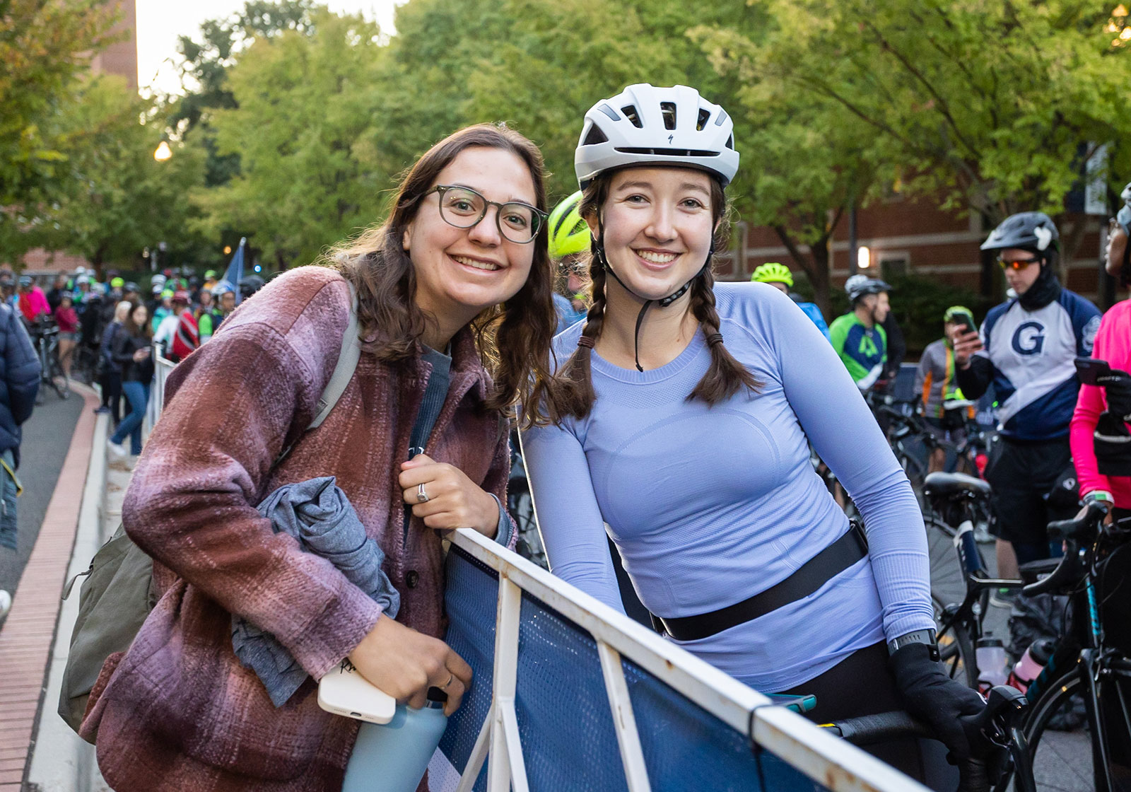 BellRinger Rider and friend at the start line at Georgetown University